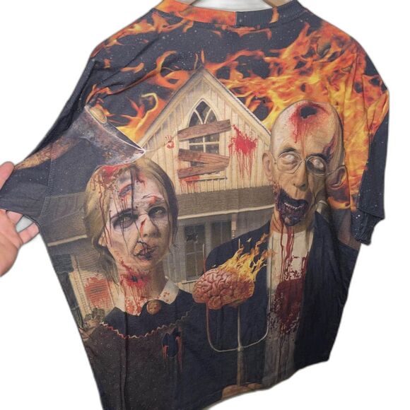 XL - Zombie American Gothic T Shirt by Rage On - Picture 2 of 2